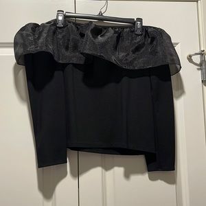 Jcrew large black shoulderless ruffle shirt